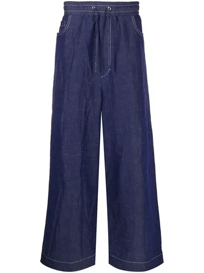 Sunnei Elastic Waist Loose Jeans In Blue