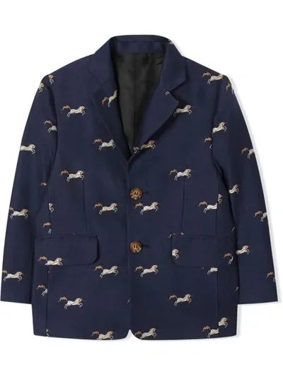 Burberry Kids' Unicorn Jacquard Blazer In Blue