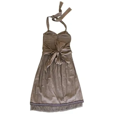 Pre-owned Schumacher Silk Mid-length Dress In Brown