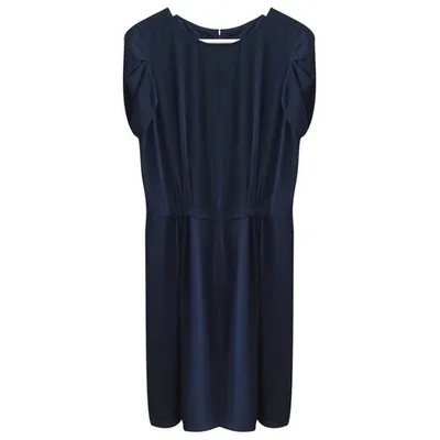 Pre-owned Nina Ricci Silk Mid-length Dress In Navy