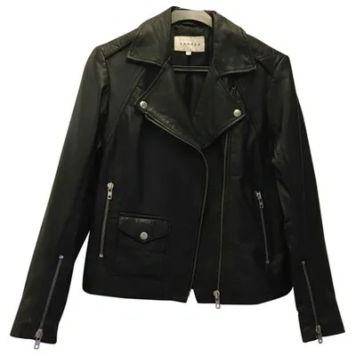 Pre-owned Sandro Leather Jacket In Black