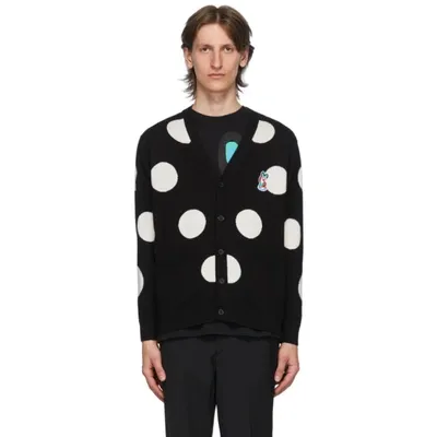 Maison Kitsuné Maison Kitsune Black Wool Dots Acide Fox Patch Cardigan In Bk Black