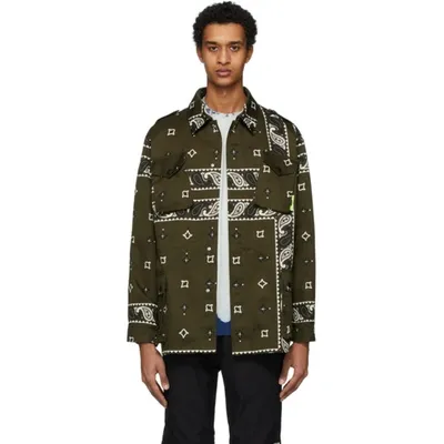 Msgm Bandana Print Safari Jacket In Green,white,black