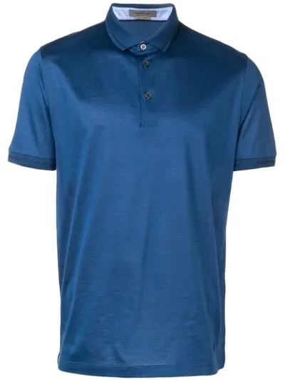 Corneliani Embroidered Collar Polo In Blue