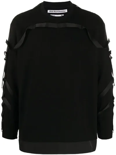 White Mountaineering Strap-detail Crew Neck Sweatshirt In Black