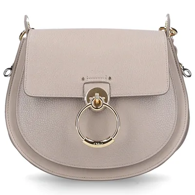 Chloé Women Handbag Tess L Calfskin Embroidery Logo Grey