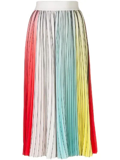 Alice And Olivia Arden Pleated Crepe Midi Skirt In Multi