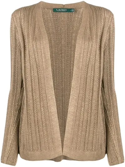 Polo Ralph Lauren Open Front Knit Cardigan In Brown