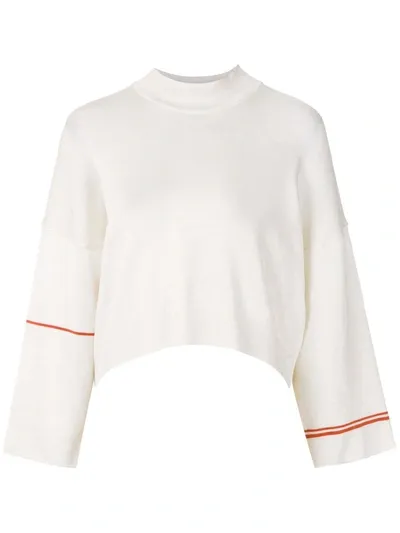 Osklen Cropped Striped Sleeve Jumper In White