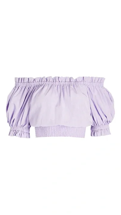 Alice And Olivia Alice + Olivia Caprina Off-the-shoulder Smocked Top (61% Off) Comparable Value $330 In Lavender