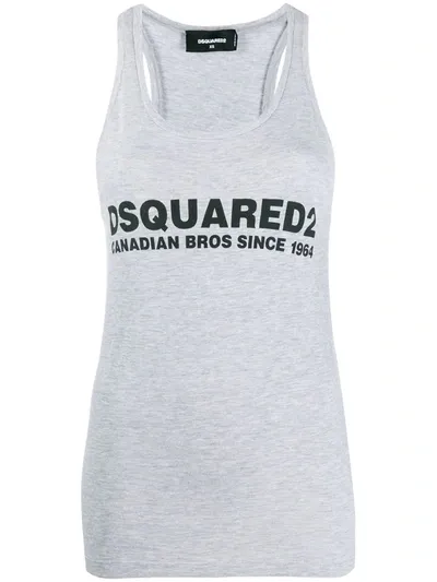 Dsquared2 Logo Print Cotton Blend Tank Top In Grey