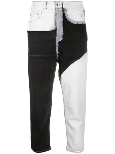 Rick Owens Drkshdw Patchwork Cropped Jeans In Black