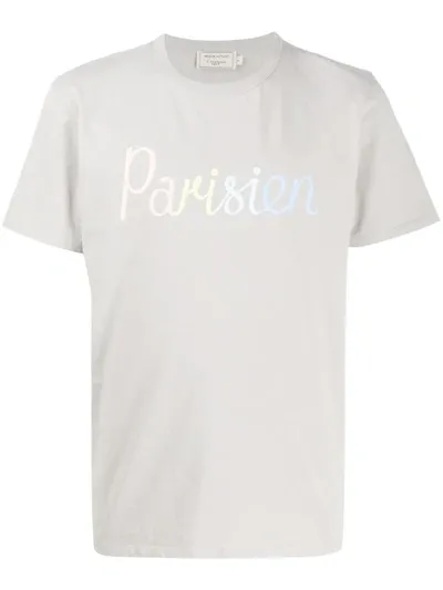 Maison Kitsuné Parisien-print Cotton T-shirt In Light Grey