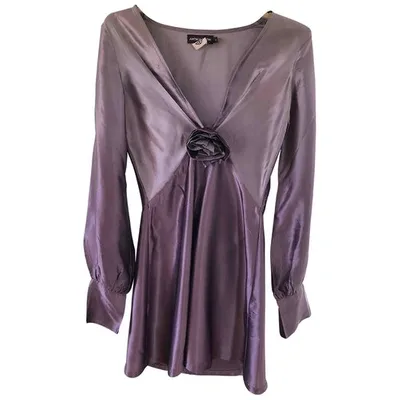 Pre-owned Antik Batik Silk Mini Dress In Purple