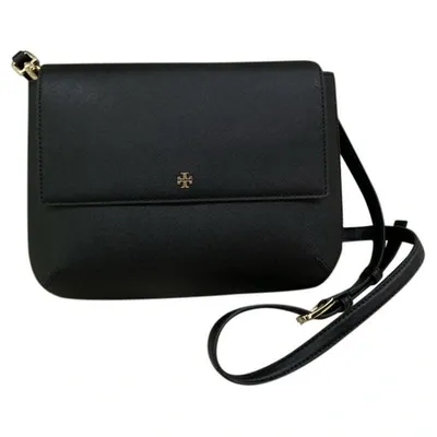 Pre-owned Tory Burch Leather Handbag In Black