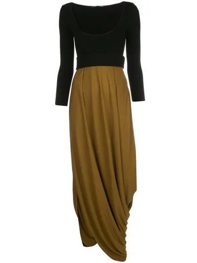 Proenza Schouler Women's Belted Two-tone Jersey Midi Dress In Brown