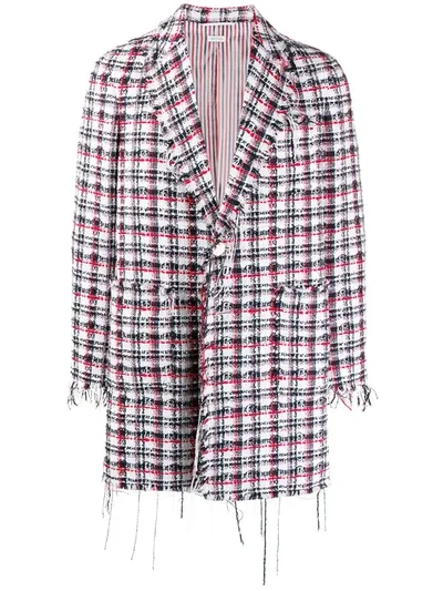 Thom Browne Fray Edge Unconstructed Overcoat In Red