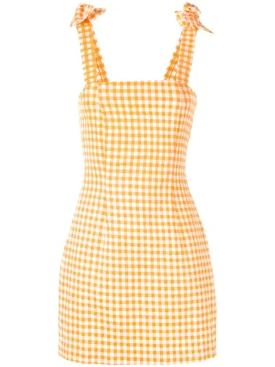 Bambah Gingham Bow Mini Dress In Orange