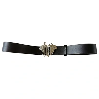 Pre-owned Versace Leather Belt In Black