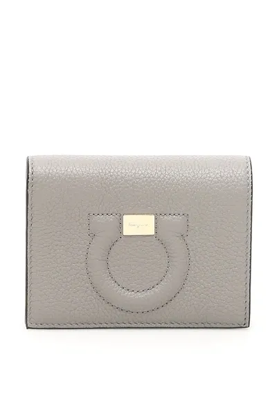 Ferragamo Gancio Logo Wallet In Grey