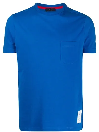 Fay Cotton Jersey T-shirt With Patch Pocket In Blue