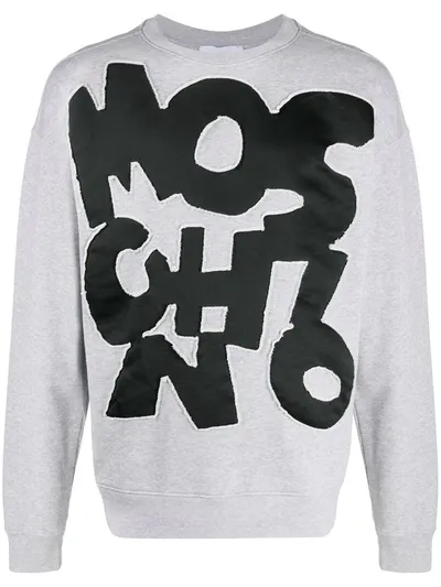 Moschino Logo Appliqué Sweatshirt In Grey