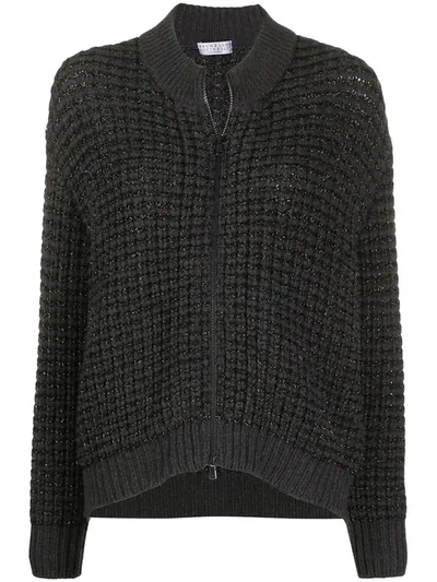 Brunello Cucinelli Sequin-embellished Cable-knit Jumper In Grey