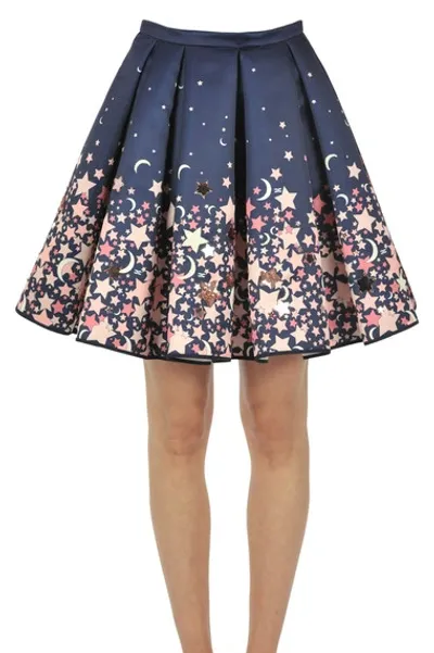 Elisabetta Franchi Embellished Full Skirt In Navy Blue