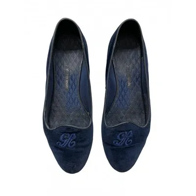 Pre-owned Giorgio Armani Flats In Navy