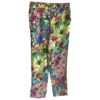 Pre-owned Roberto Cavalli Silk Straight Pants In Multicolour