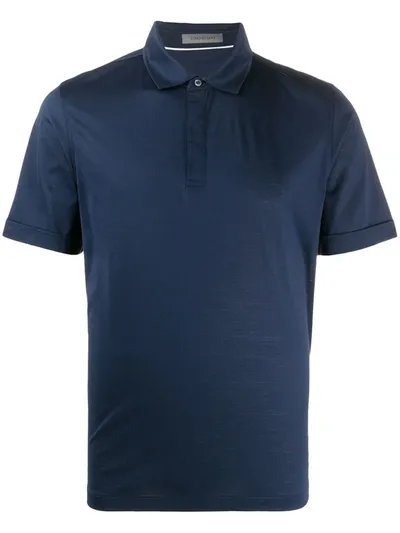 Corneliani Plain Polo Shirt In Blue