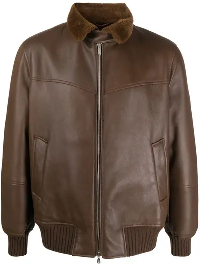 Brunello Cucinelli Boxy Bomber Jacket In Brown