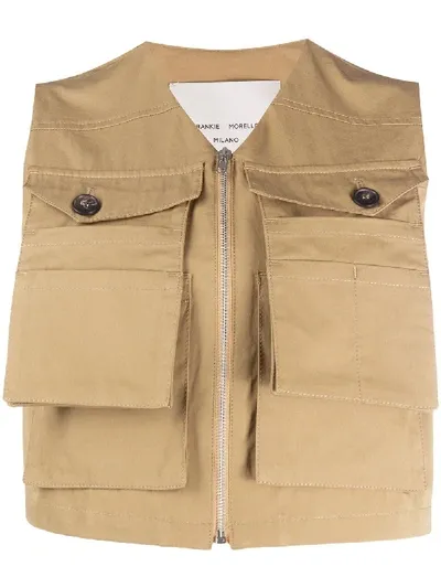 Frankie Morello Zipped Two-pocket Vest In Neutrals