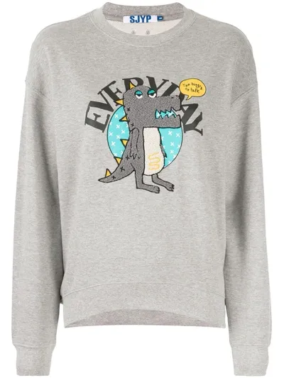 Sjyp Everyday Dino Logo Sweatshirt In Grey