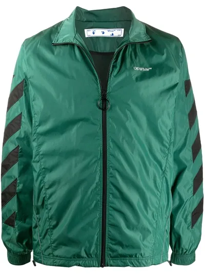 Off-white Diagonal Stripes Jacket Green White