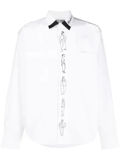 Moschino Character Print Placket Shirt In White