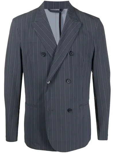 Hydrogen Pinstriped Double-breasted Blazer In Grey