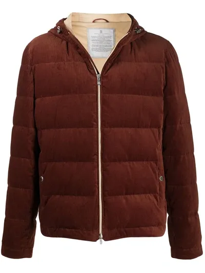 Brunello Cucinelli Corduroy Padded Jacket In Brown