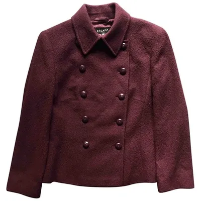 Pre-owned Escada Wool Jacket In Burgundy