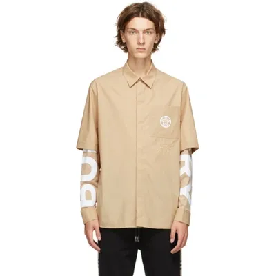 Burberry Globe Graphic Cotton Oversized Shirt In Black