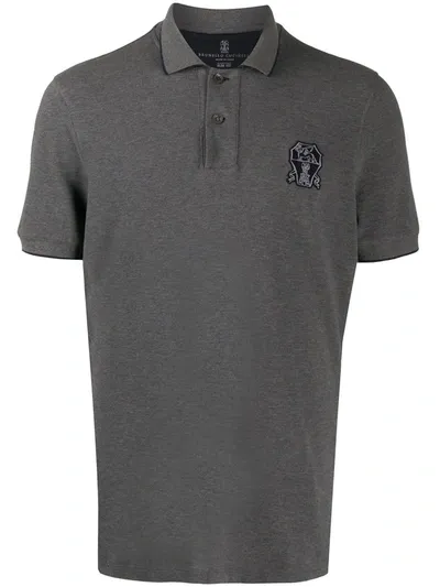 Brunello Cucinelli Short Sleeved Polo Shirt In Grey