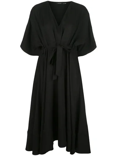 Natori Drawstring-waist V-neck Dress In Black