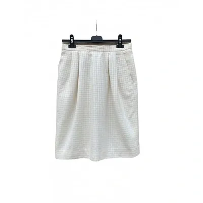 Pre-owned Dior Wool Mini Skirt In Ecru