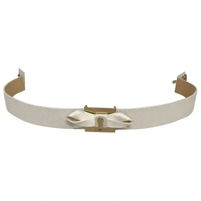 Pre-owned Elisabetta Franchi Leather Belt In White