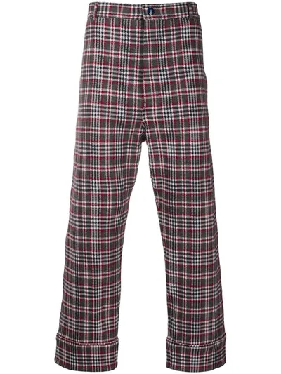 Marni Checked Straight-leg Trousers In Grey