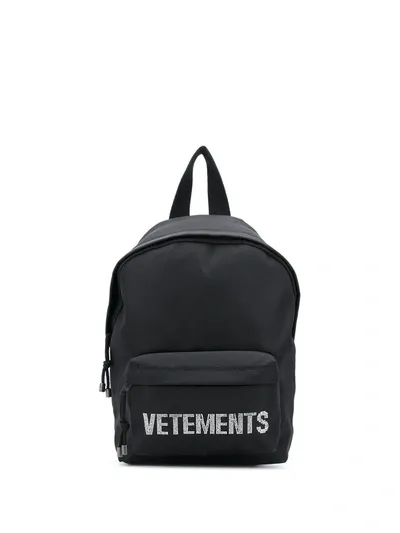 Vetements Logo Crystal Embellished Backpack In Black