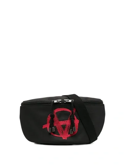 Vetements Anarchy Embroidered-logo Nylon Belt Bag In Nero