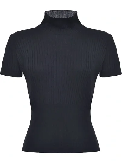 Pinko Ribbed Knit Top In Black