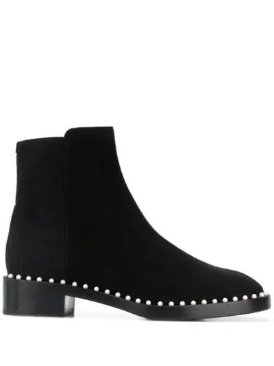 Stuart Weitzman Stud-trim Ankle Boots In Black