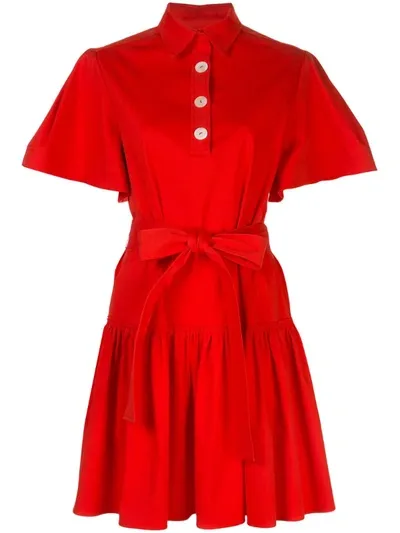 Carolina Herrera Wide-sleeve Mini Dress In Red